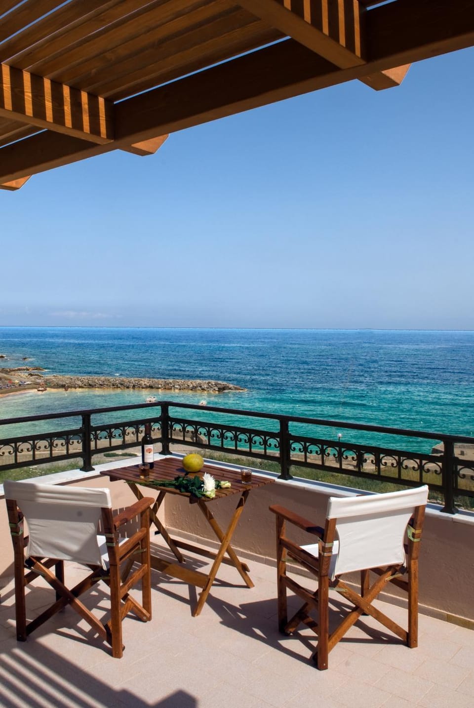 View (from property/room), Balcony/Terrace, Seating area, Beach, Sea view