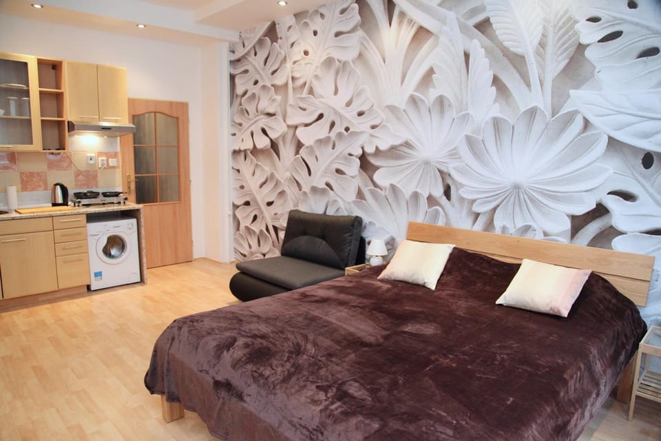 Kitchen or kitchenette, Living room, Seating area, Bedroom