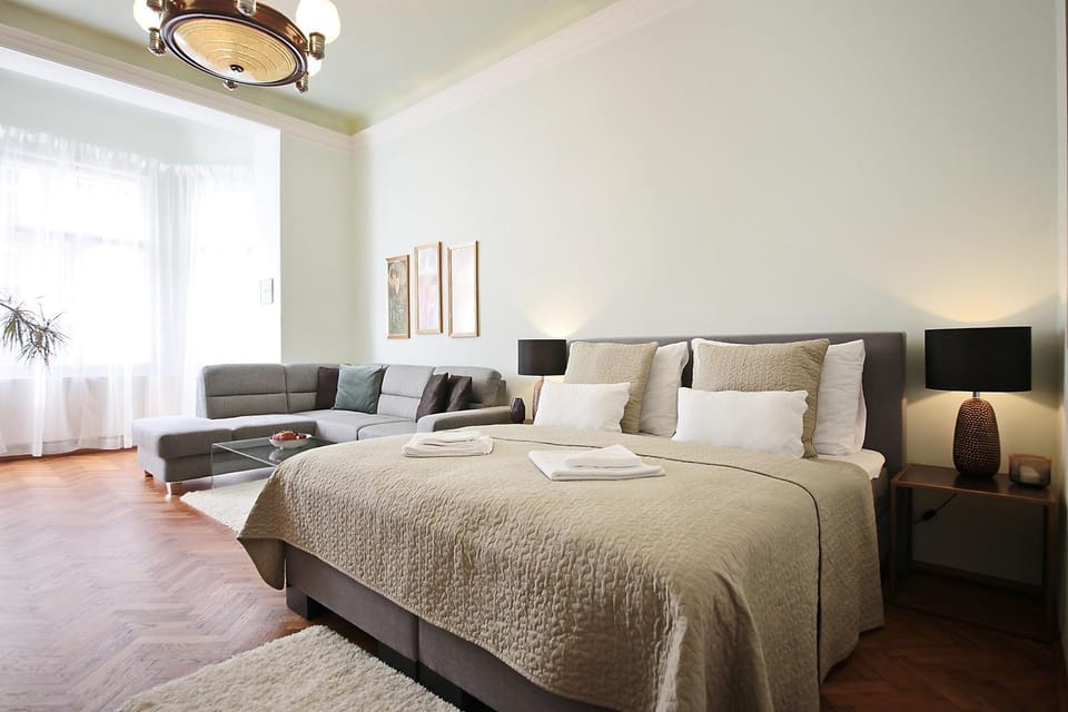 Bed, Living room, Photo of the whole room, Seating area, Bedroom