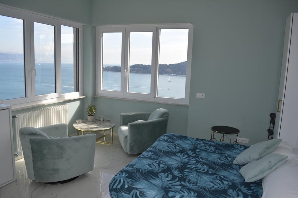 Bed, Living room, Sea view