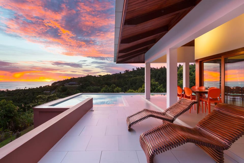 Patio, Natural landscape, View (from property/room), Balcony/Terrace, Pool view, Swimming pool, Sunset