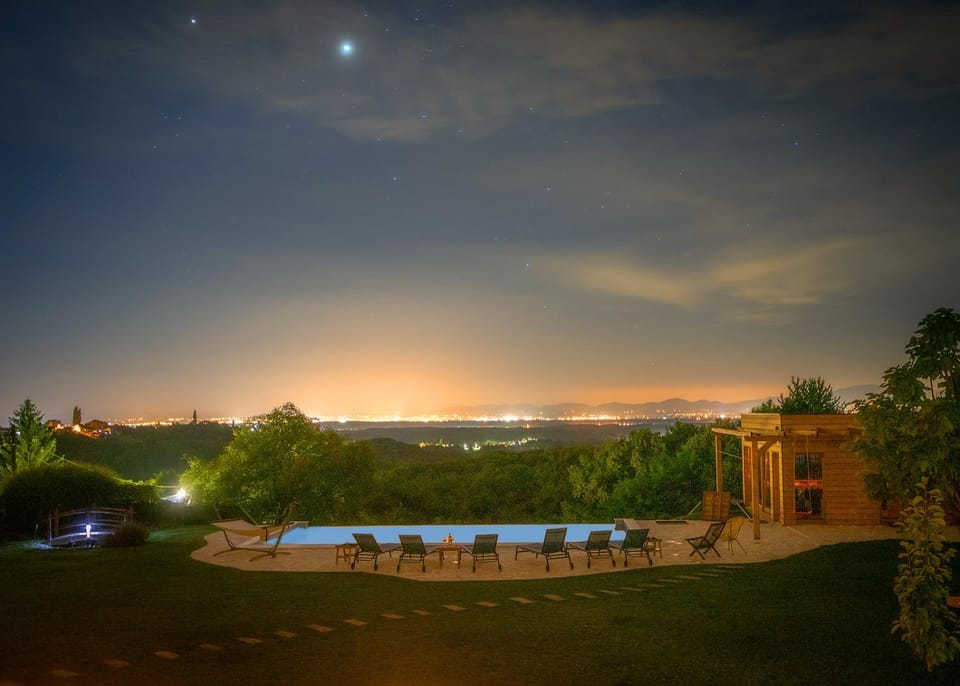 Night, Natural landscape, Pool view, Swimming pool