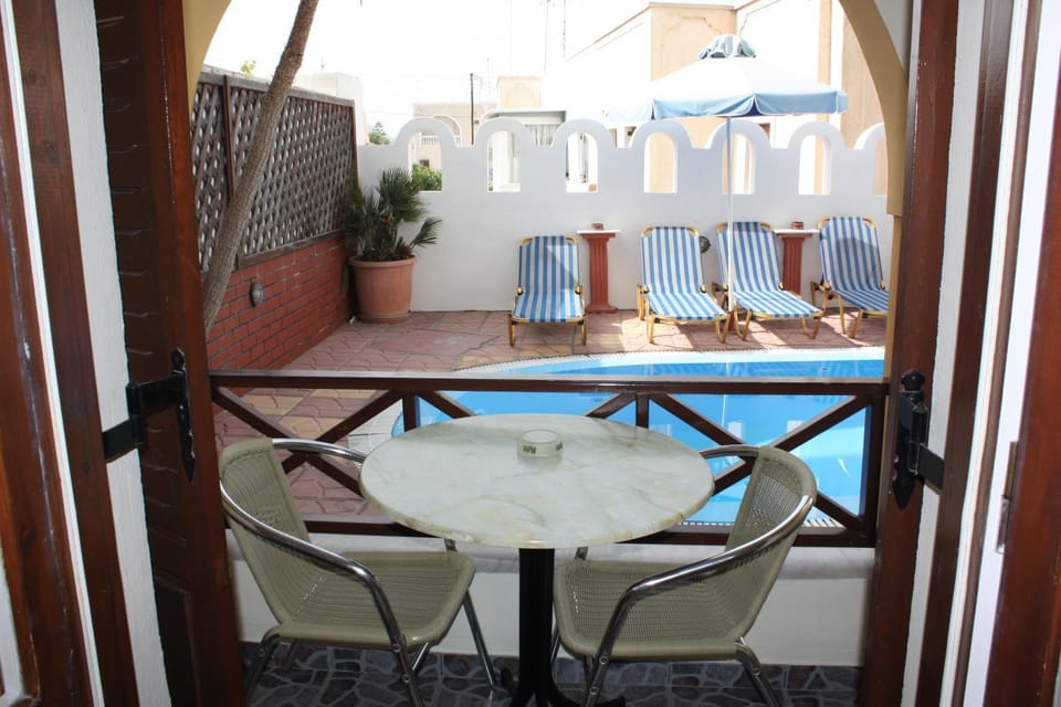 Patio, Day, Pool view