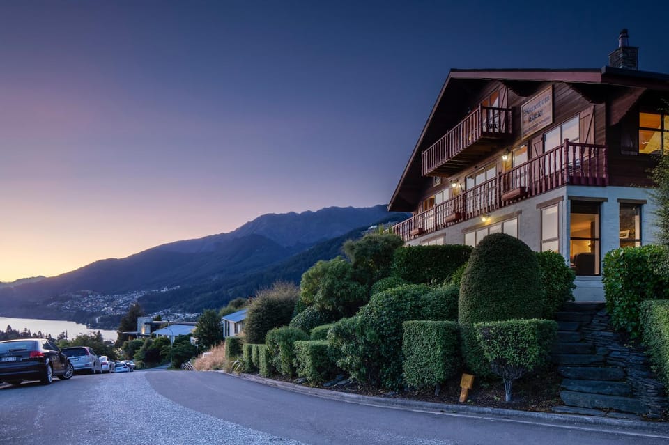 Property building, Neighbourhood, Natural landscape, Mountain view, Sunset