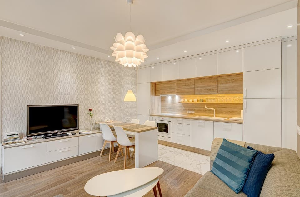 Kitchen or kitchenette, Living room, Dining area