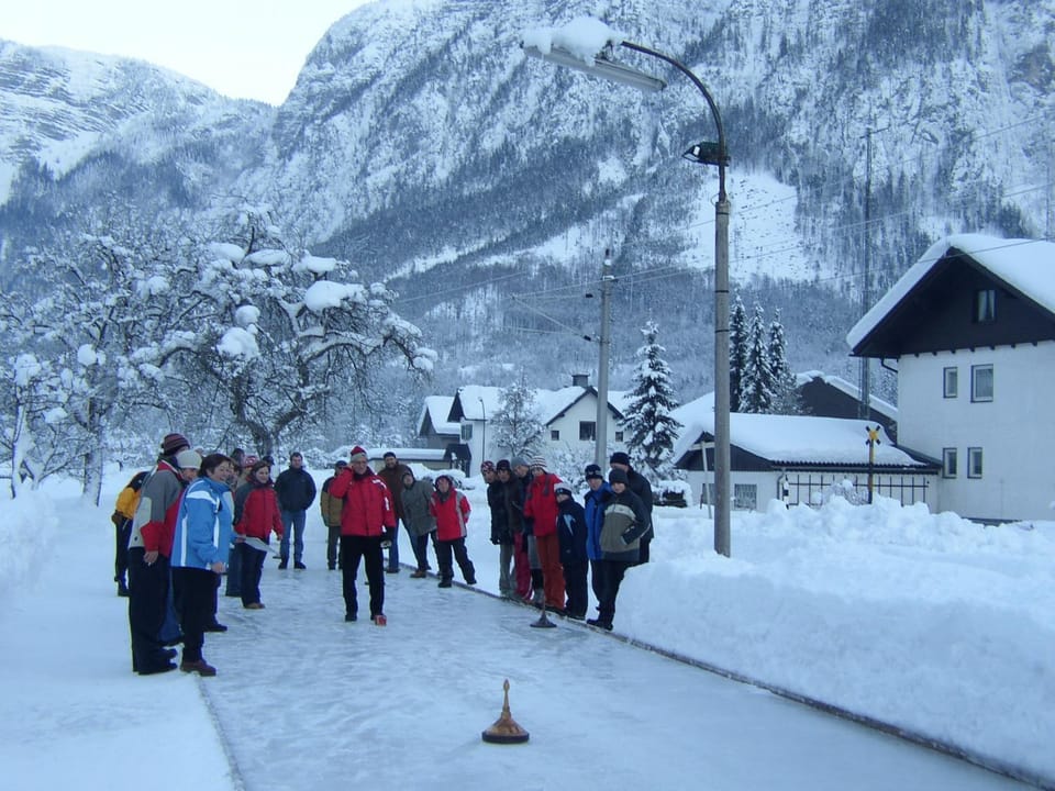 Winter, Mountain view, group of guests