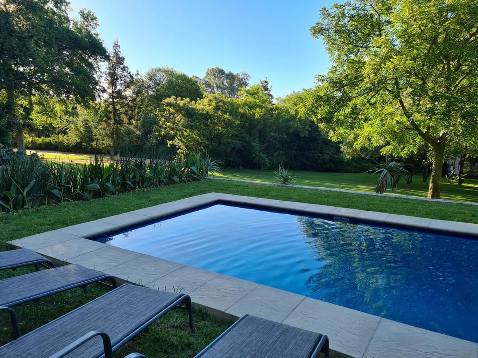 Swimming pool, sunbed