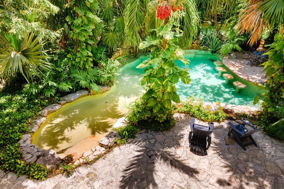 Day, Natural landscape, Garden, Garden view, Pool view, Swimming pool