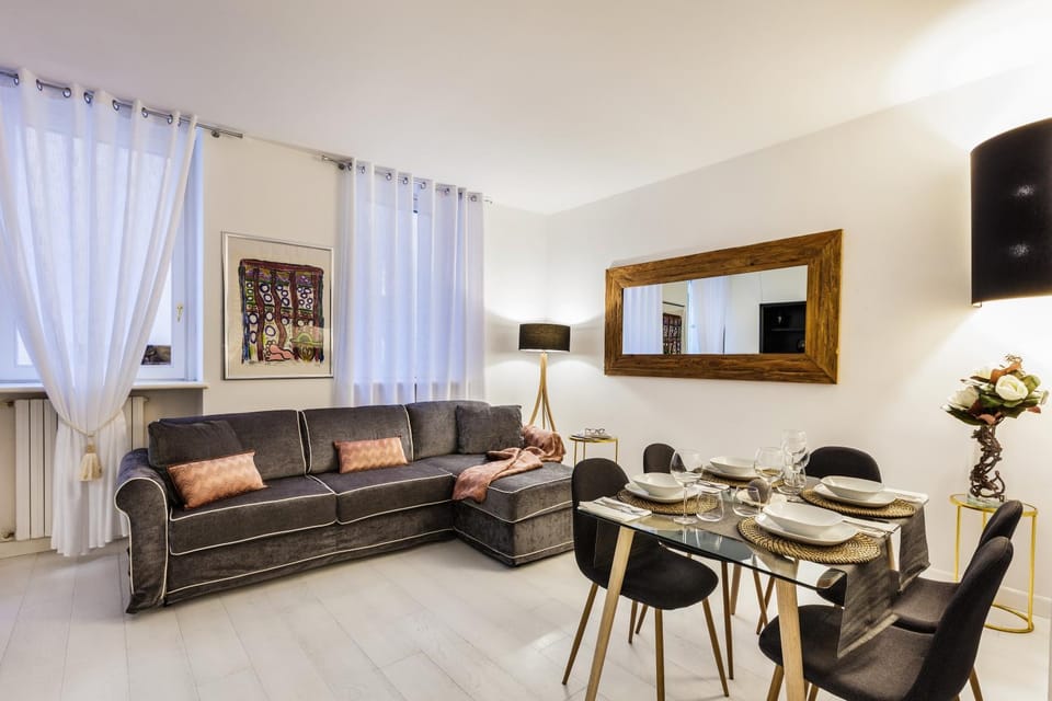 Bed, Living room, Dining area