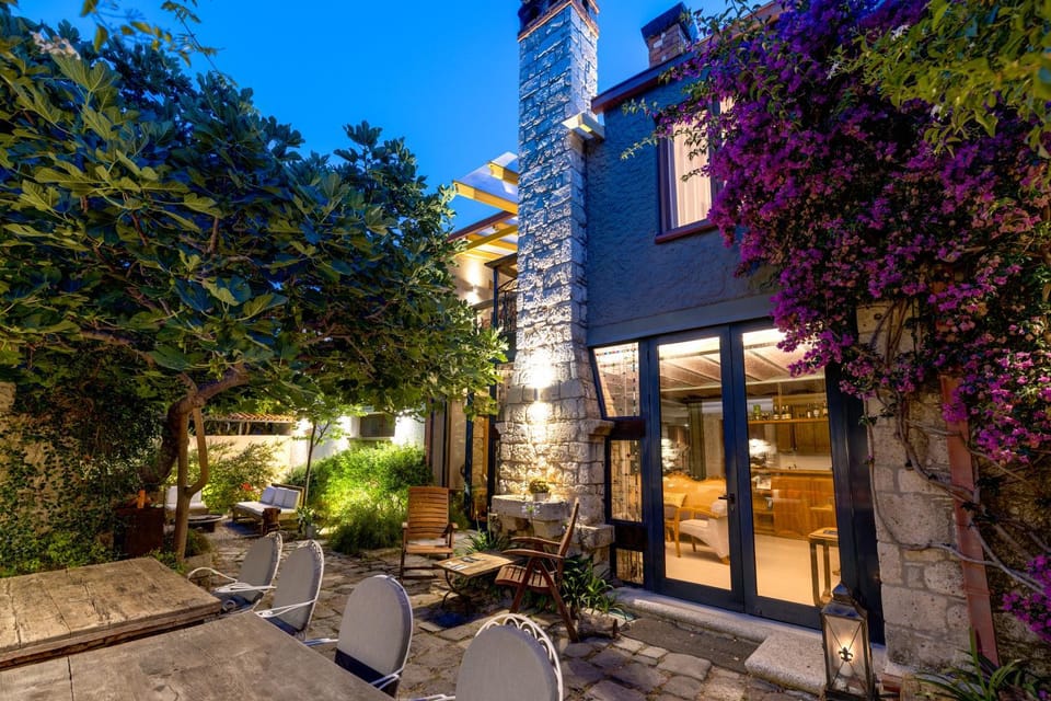 Property building, Night, Garden