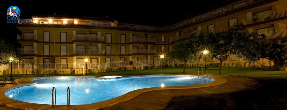 Property building, Night, Pool view, Swimming pool