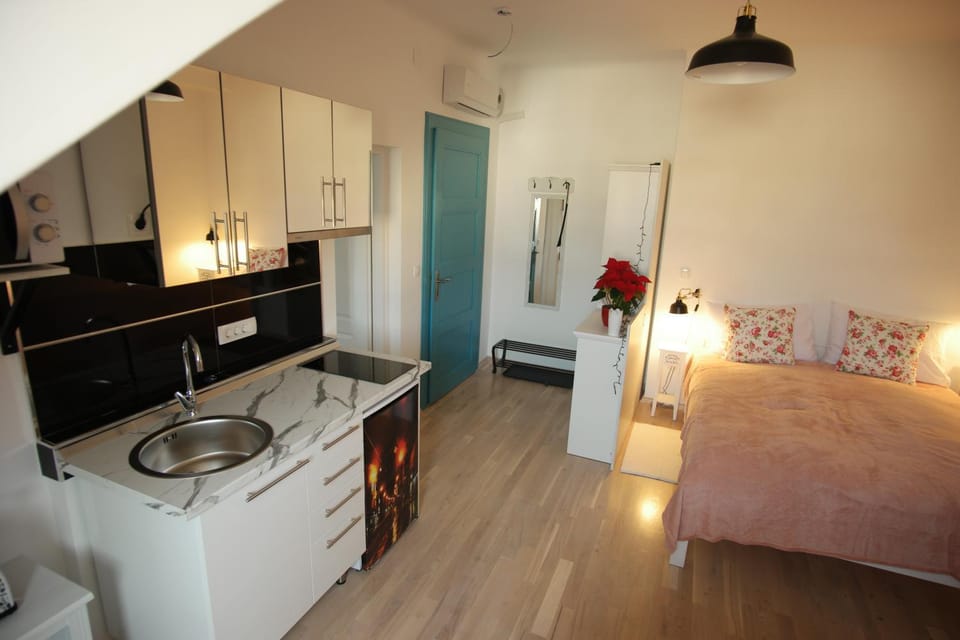 Kitchen or kitchenette, Photo of the whole room, Bedroom, Food, Drinks