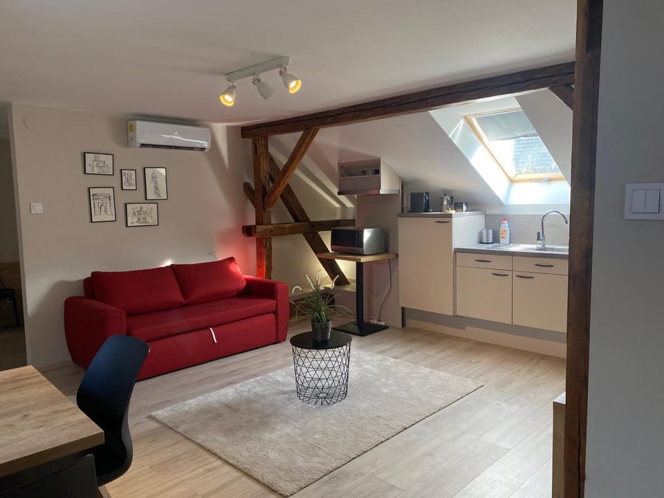 Kitchen or kitchenette, Living room, Dining area, air conditioner