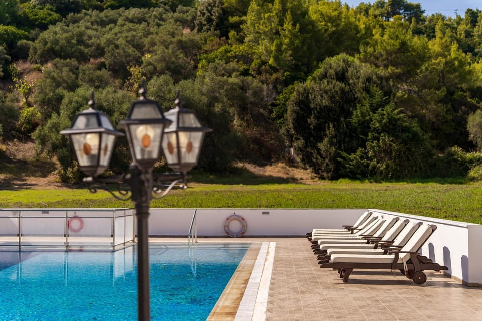 Spring, Day, Natural landscape, Garden, Garden view, Pool view, Swimming pool, Swimming pool, sunbed