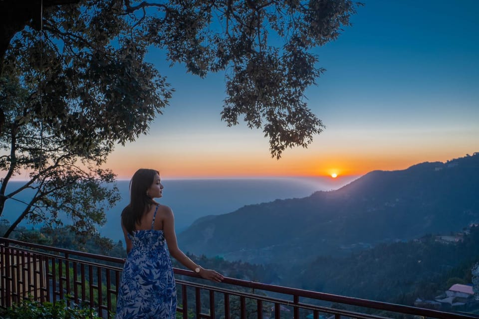 Garden, Mountain view, Sunset