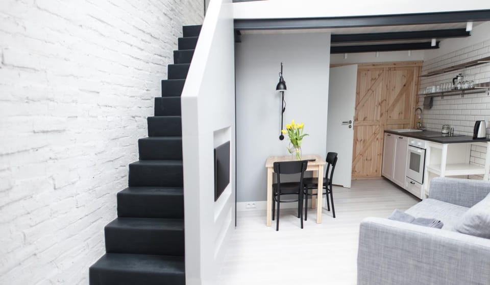 Kitchen or kitchenette, Living room, Seating area
