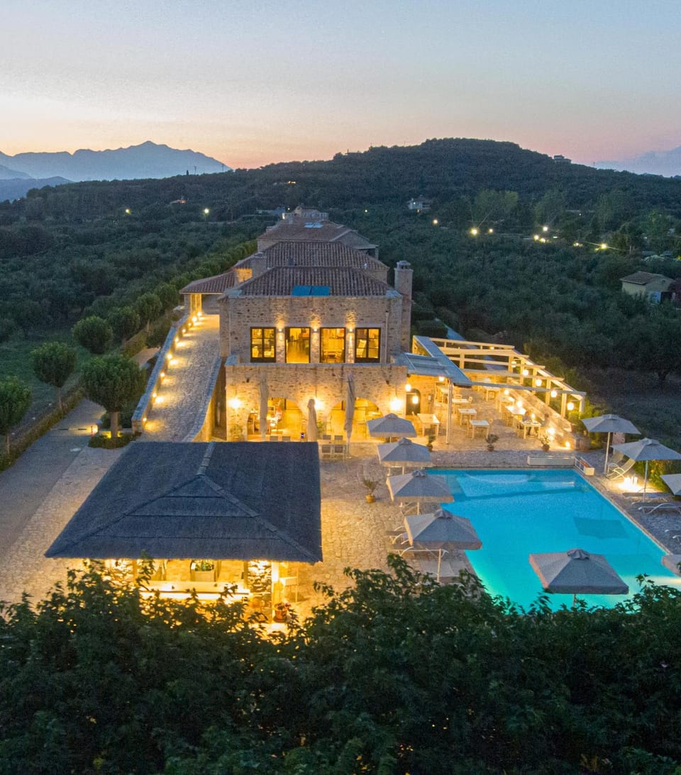 Property building, Natural landscape, Bird's eye view, Mountain view