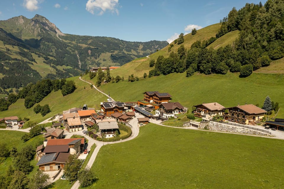 Property building, Natural landscape, Bird's eye view, Mountain view