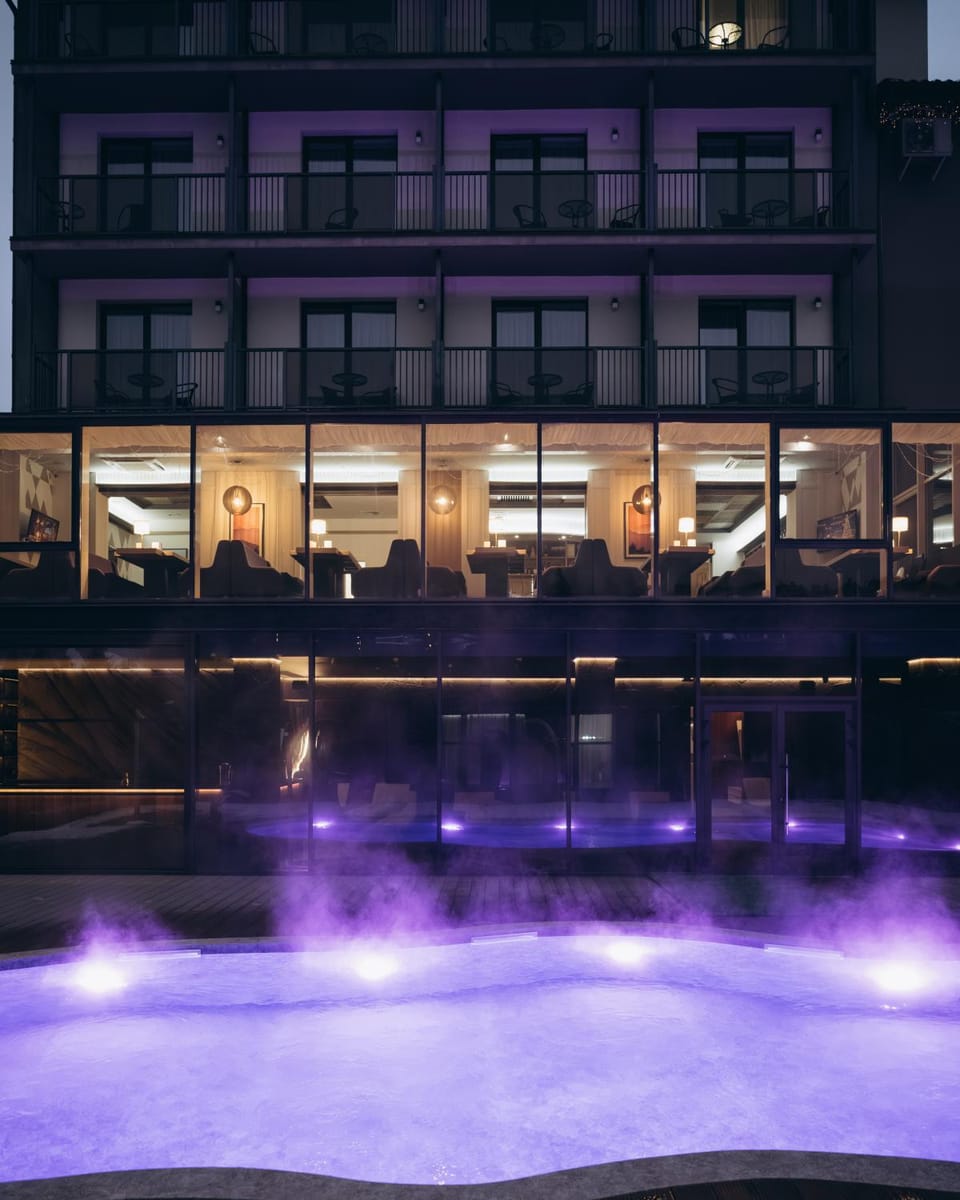Night, Pool view, Swimming pool
