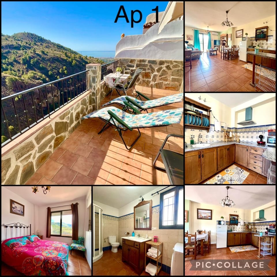 Apartamentos Axarquia , Frigiliana, terraza privada con vistas a la montaña rio y al mar Apartment in Frigiliana