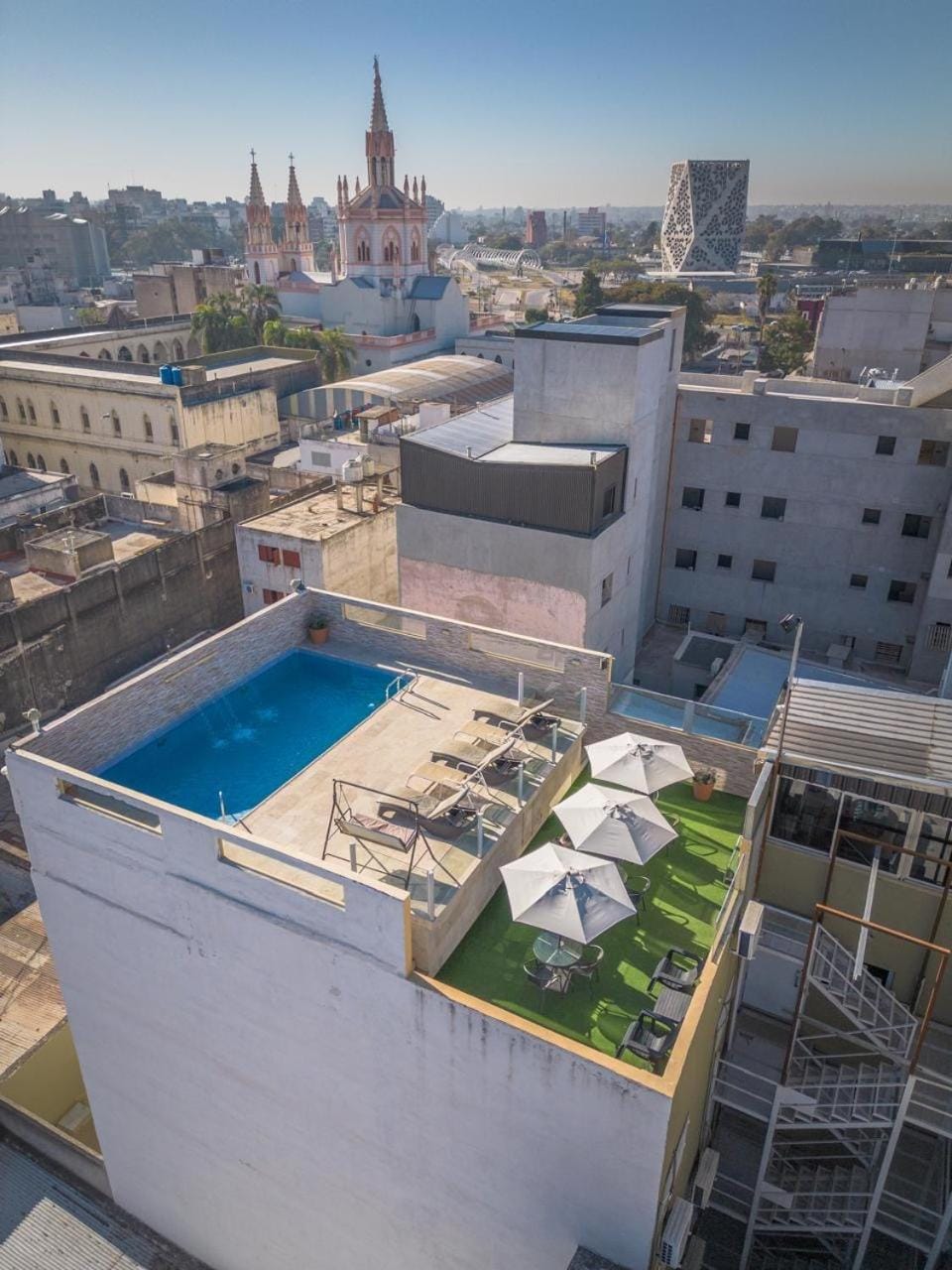 Property building, Day, Bird's eye view, City view, Pool view