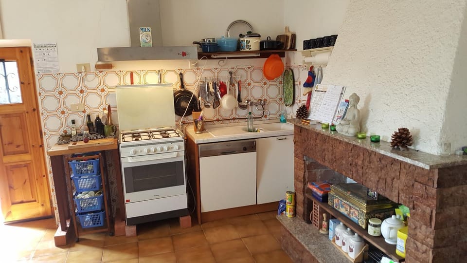 Kitchen or kitchenette, stove