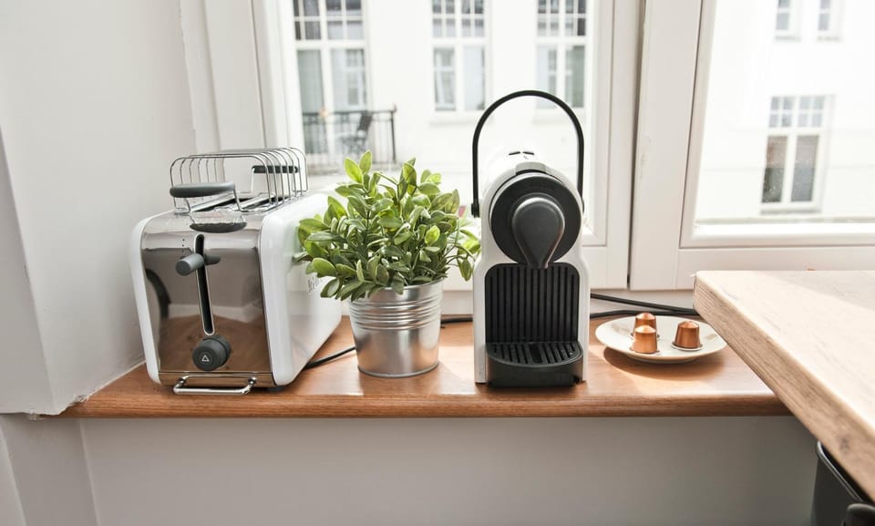 Kitchen or kitchenette, toaster