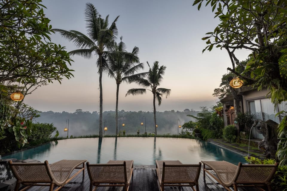 Natural landscape, Garden, Garden view, Pool view, River view, Swimming pool, sunbed