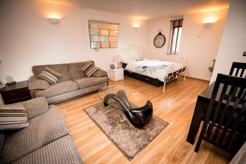 Bed, Living room, Photo of the whole room, Seating area, Bedroom