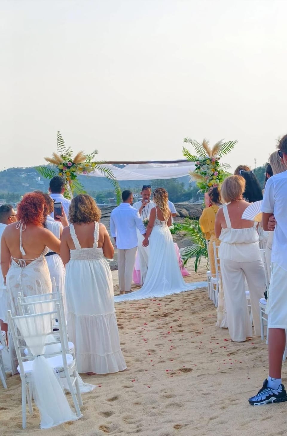 People, Natural landscape, Beach, Guests, Sea view, wedding