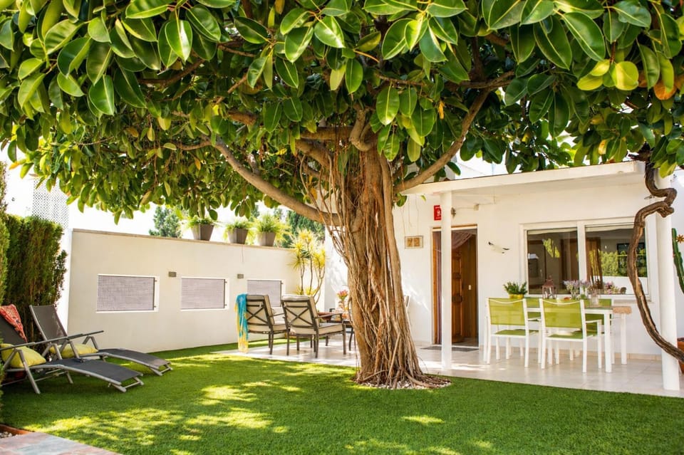 Property building, Patio, Spring, Day, Garden, Living room, Seating area, Garden view, sunbed