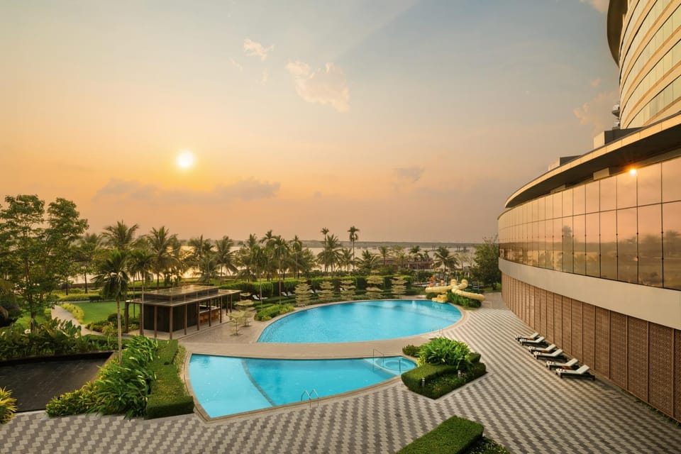 Pool view, Swimming pool, Sunset