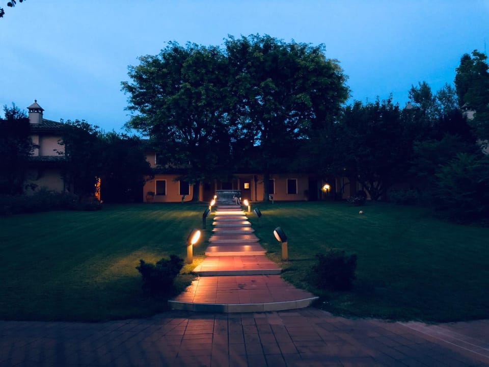 Property building, Night, Natural landscape, Garden, Garden, Garden view