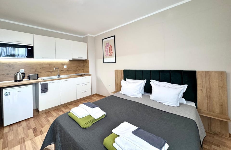 Bed, Kitchen or kitchenette, Photo of the whole room, stove, toaster, kitchen