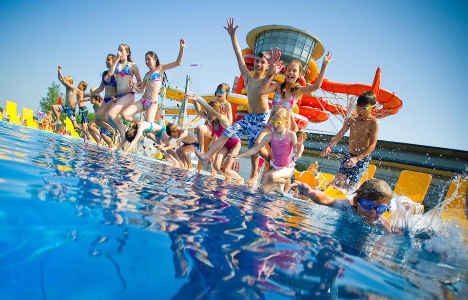 People, Hot Spring Bath, Aqua park, young children