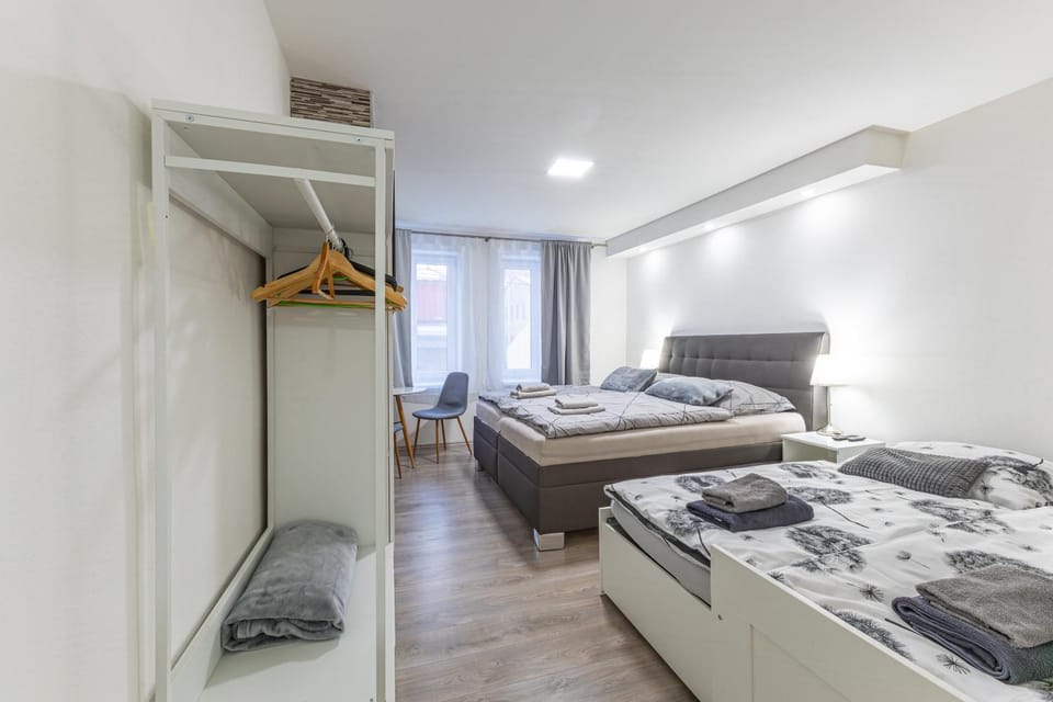 Bed, Photo of the whole room, Bedroom, towels, wardrobe