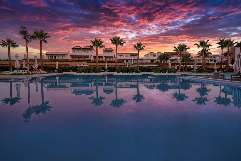 Property building, Swimming pool, Sunset, sunbed