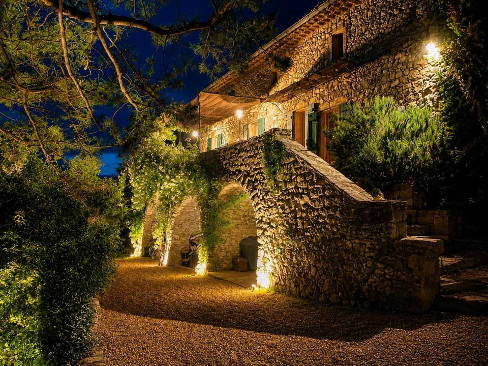 Property building, Facade/entrance, Night, Garden, Garden view