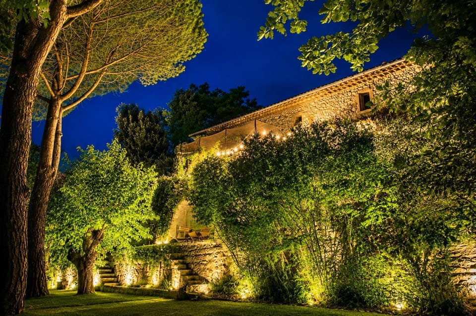 Property building, Facade/entrance, Night, Garden, Garden view