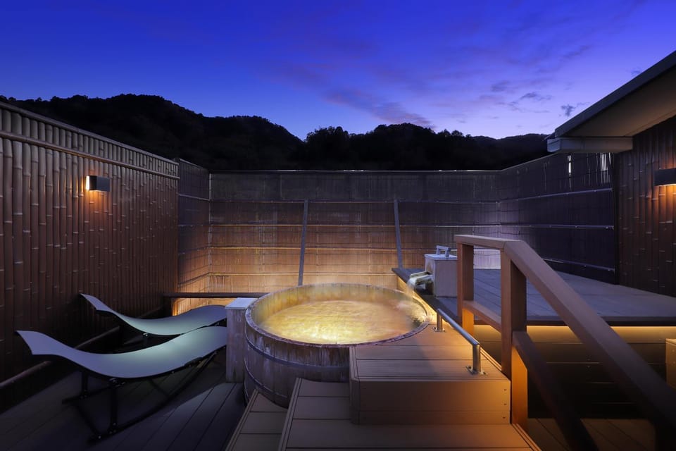 Night, Natural landscape, Hot Spring Bath, Bathroom, Mountain view, Open Air Bath, Bath