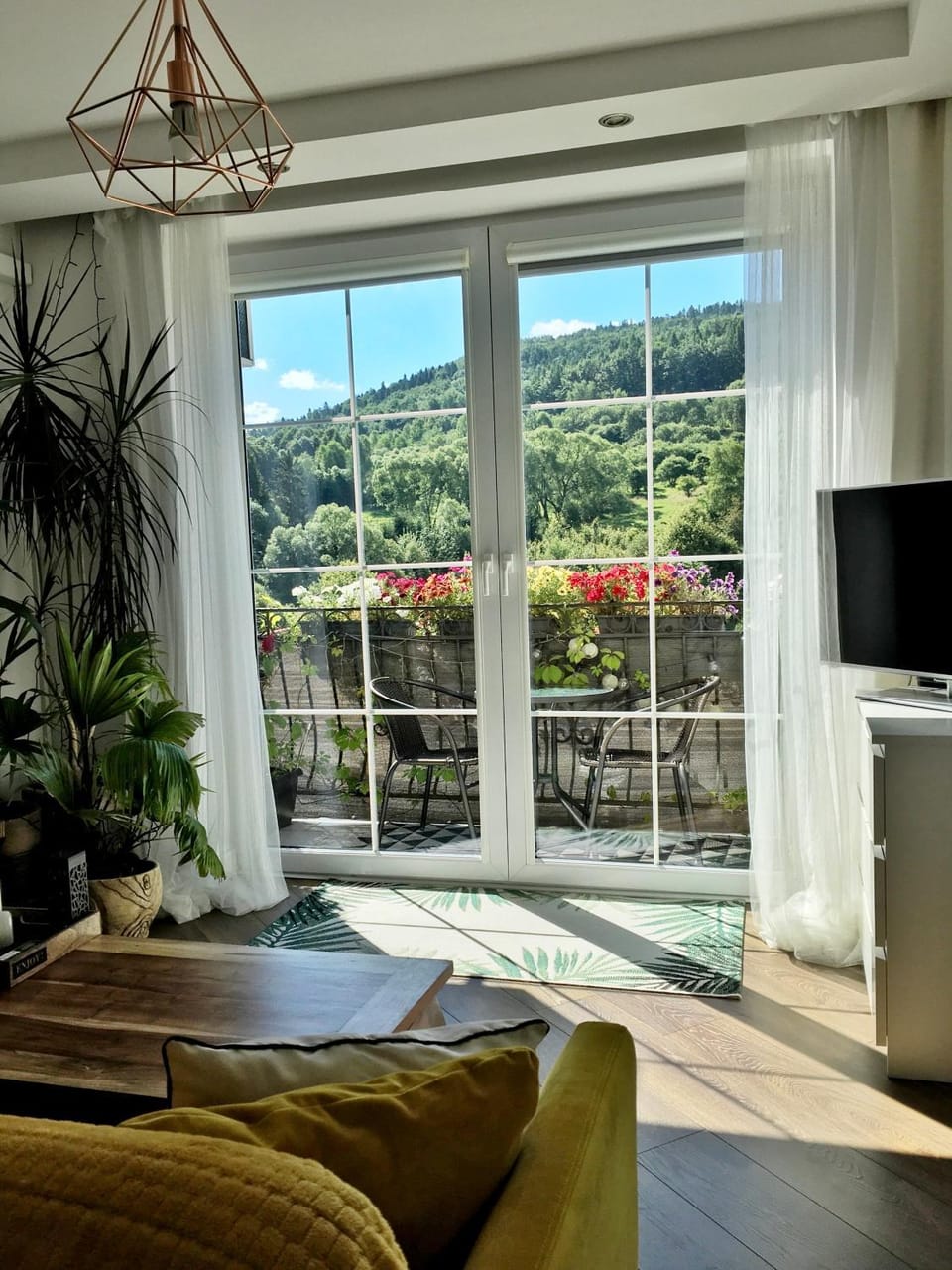 Balcony/Terrace, Living room, Mountain view