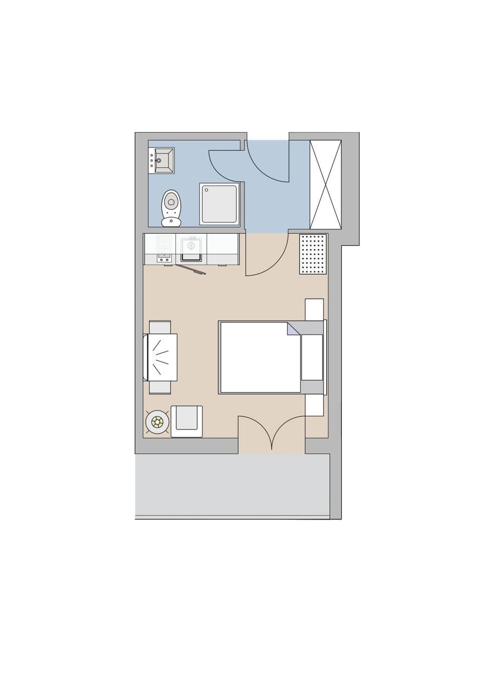 Photo of the whole room, Floor plan