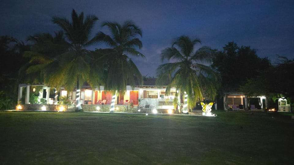 Property building, Night, Natural landscape, Garden view, Lake view, Lake view, Pool view, Pool view