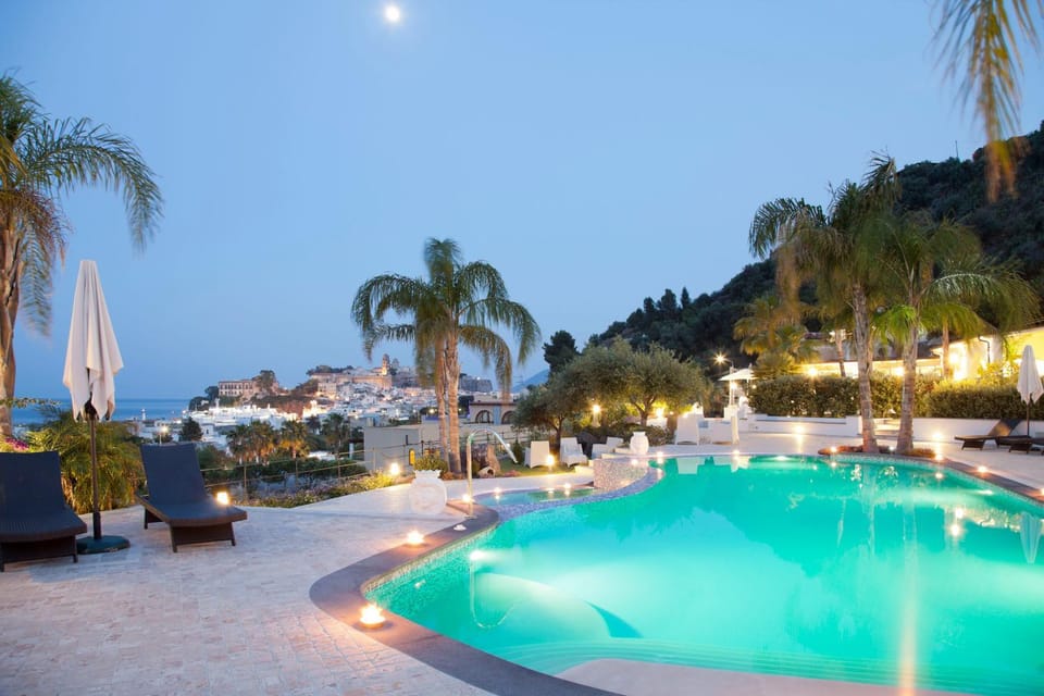 Night, Pool view, Swimming pool