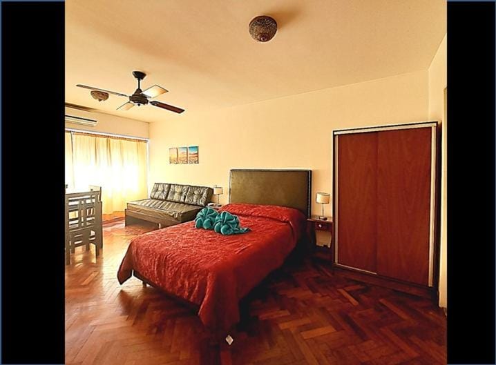 Bed, Decorative detail, Bedroom, furniture, towels, wardrobe, air conditioner