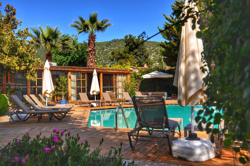 Property building, Patio, Spring, Day, Natural landscape, Garden, Lobby or reception, Garden view, Pool view, Swimming pool, sunbed