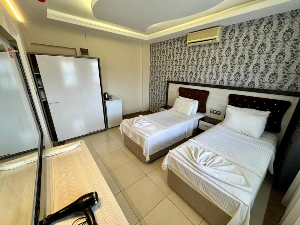 Bed, Photo of the whole room, Bedroom, towels, wardrobe, air conditioner