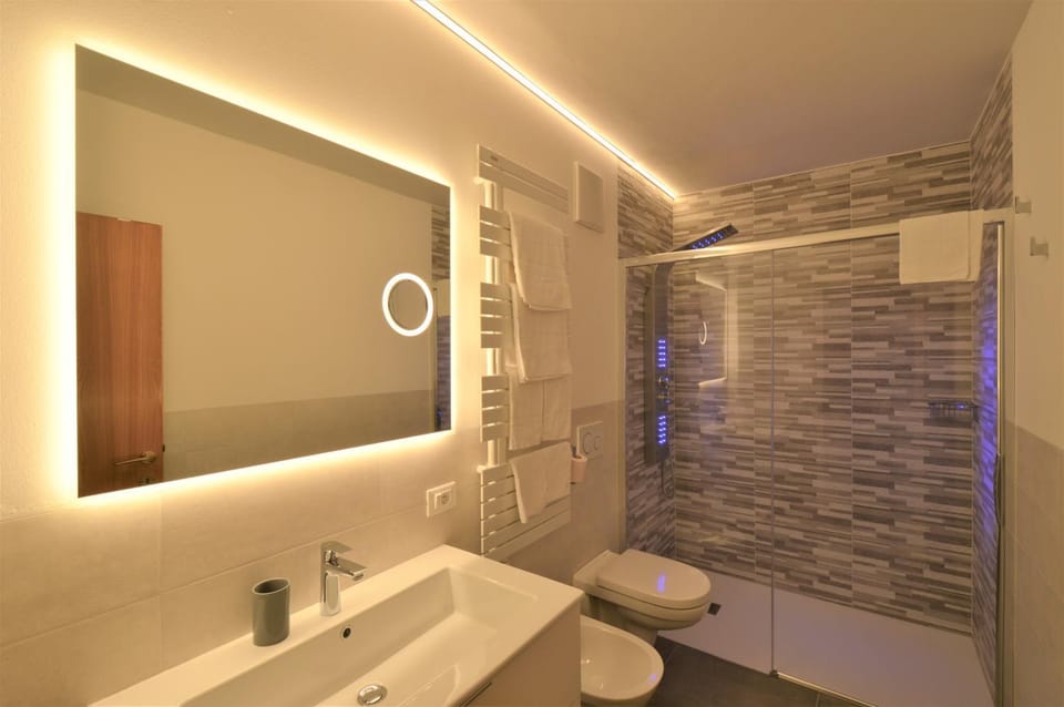 Shower, Toilet, Bathroom, bidet, hair dryier, towels