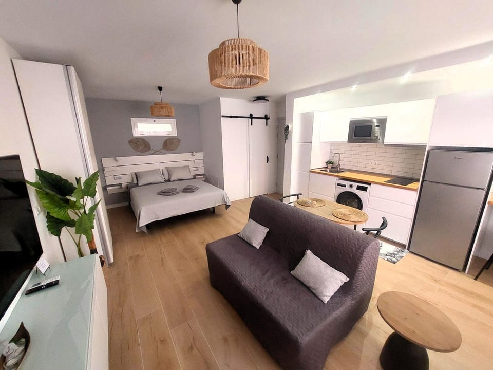 TV and multimedia, Kitchen or kitchenette, Living room, Seating area, Bedroom