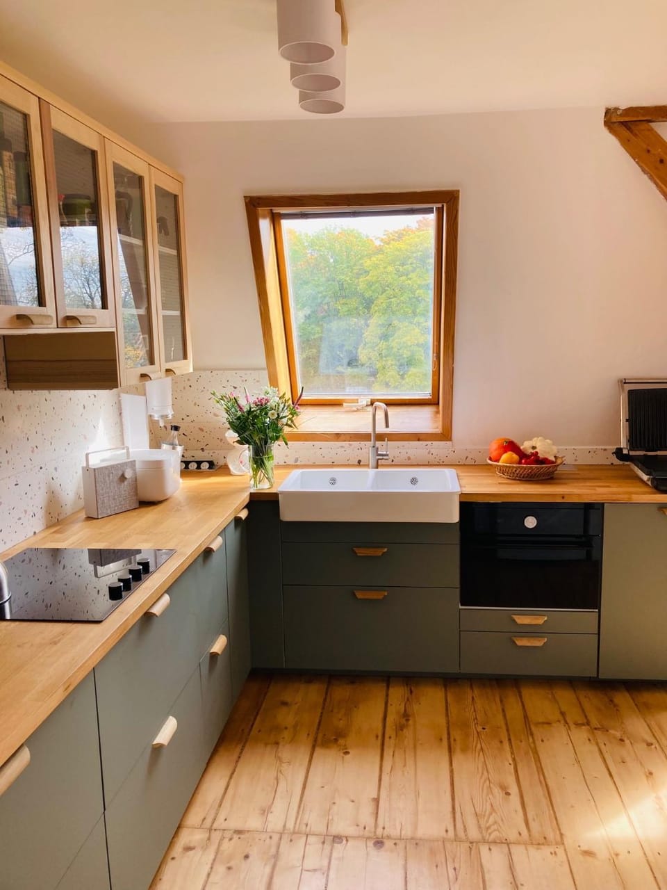Kitchen or kitchenette, dishwasher, stove